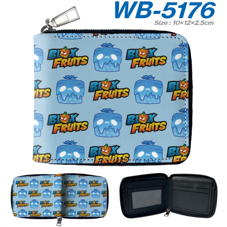 Blox Fruits Anime color short full zip folding wallet 10x12x2.5cm WB-5176A