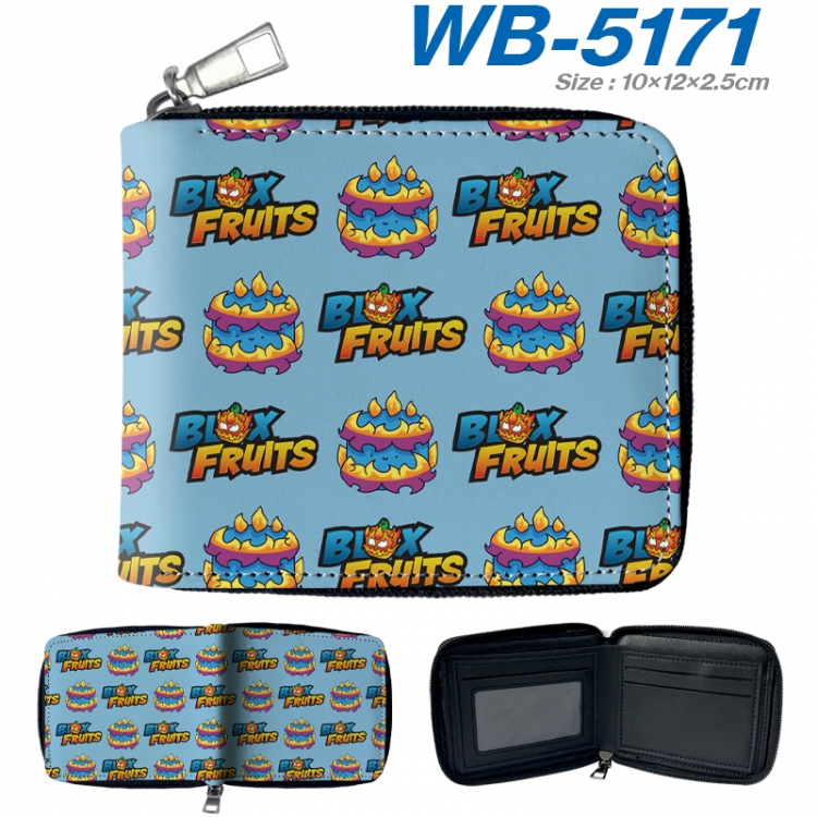 Blox Fruits Anime color short full zip folding wallet 10x12x2.5cm WB-5171A