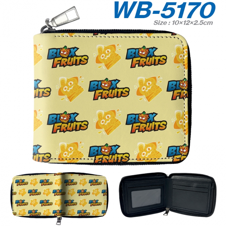 Blox Fruits Anime color short full zip folding wallet 10x12x2.5cm WB-5170A