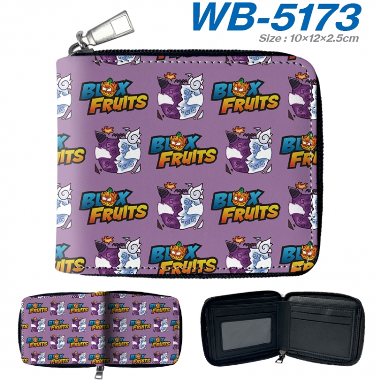 Blox Fruits Anime color short full zip folding wallet 10x12x2.5cm WB-5173A