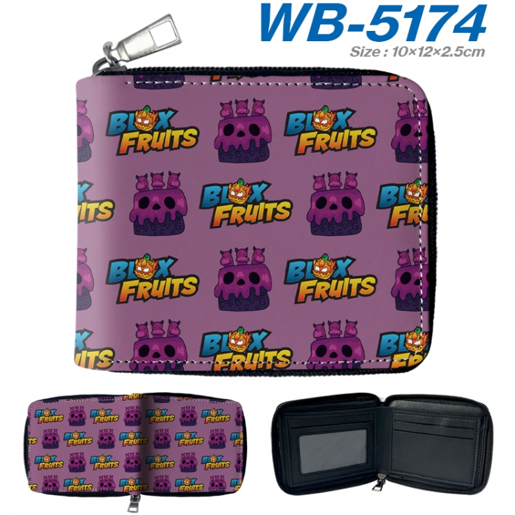 Blox Fruits Anime color short full zip folding wallet 10x12x2.5cm WB-5174A