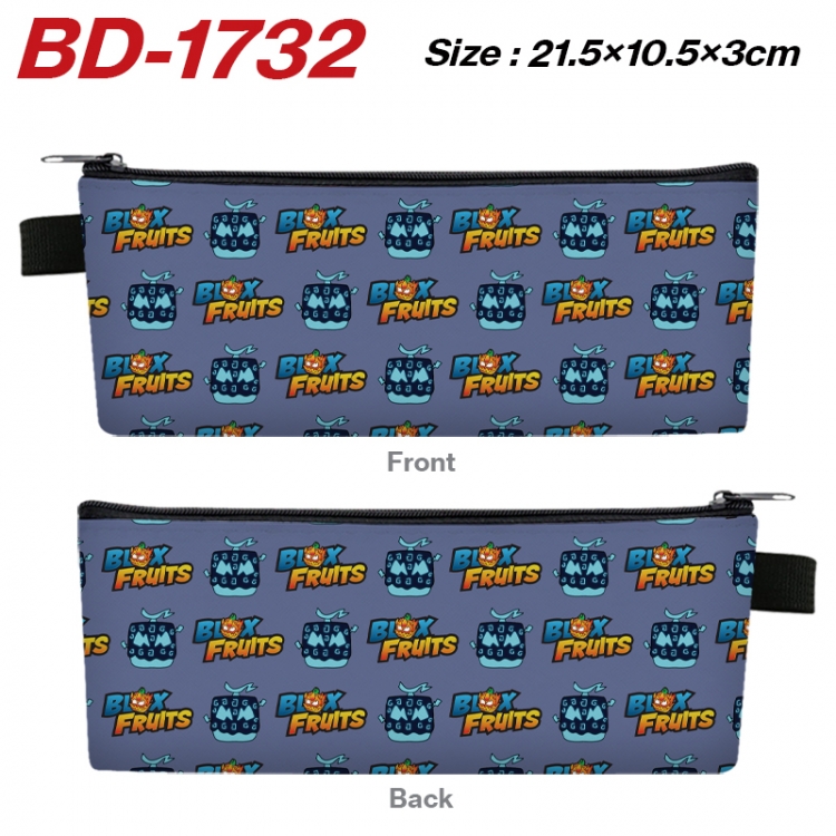 Blox Fruits Anime PU Leather Zipper Pencil Case Stationery Box 21.5X10.5X3CM  BD-1732