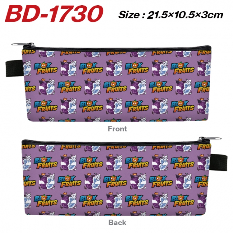 Blox Fruits Anime PU Leather Zipper Pencil Case Stationery Box 21.5X10.5X3CM  BD-1730