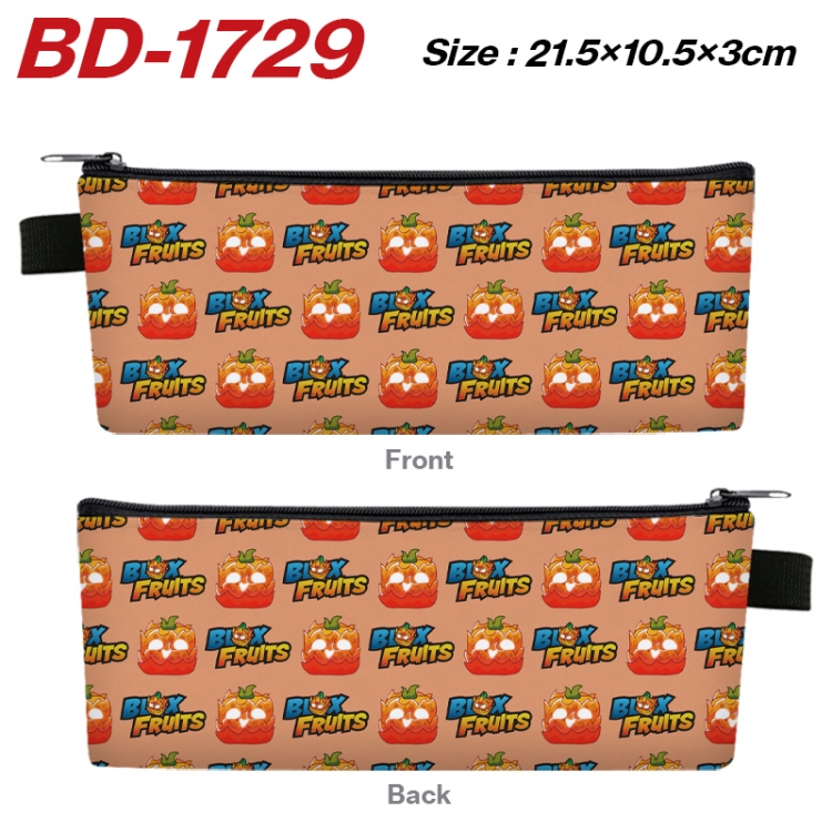 Blox Fruits Anime PU Leather Zipper Pencil Case Stationery Box 21.5X10.5X3CM BD-1729