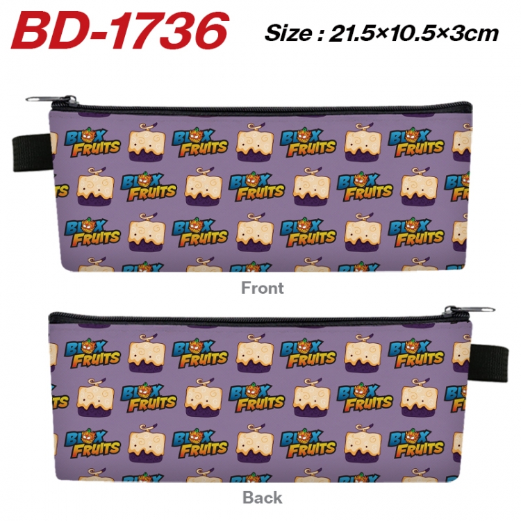Blox Fruits Anime PU Leather Zipper Pencil Case Stationery Box 21.5X10.5X3CM  BD-1736
