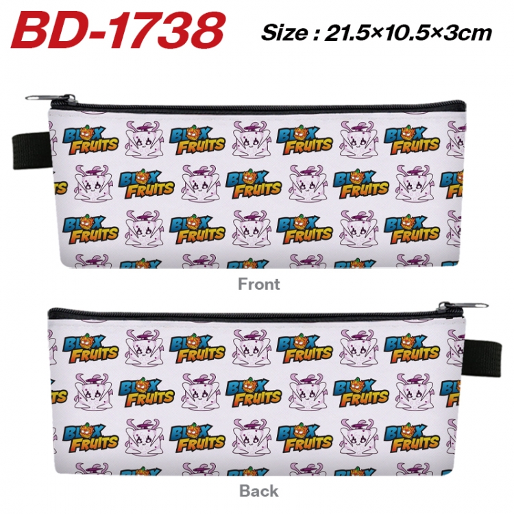 Blox Fruits Anime PU Leather Zipper Pencil Case Stationery Box 21.5X10.5X3CM BD-1738
