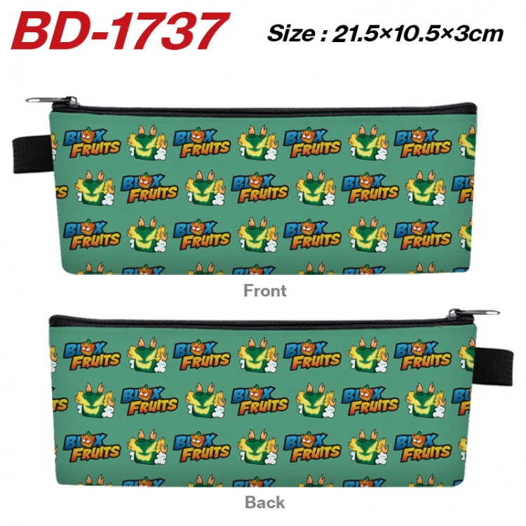 Blox Fruits Anime PU Leather Zipper Pencil Case Stationery Box 21.5X10.5X3CM  BD-1737