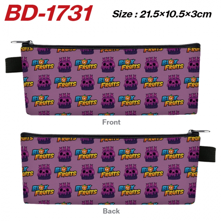 Blox Fruits Anime PU Leather Zipper Pencil Case Stationery Box 21.5X10.5X3CM  BD-1731
