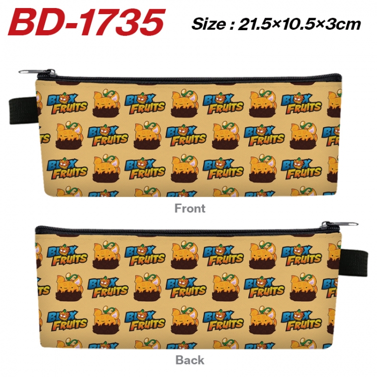 Blox Fruits Anime PU Leather Zipper Pencil Case Stationery Box 21.5X10.5X3CM  BD-1735