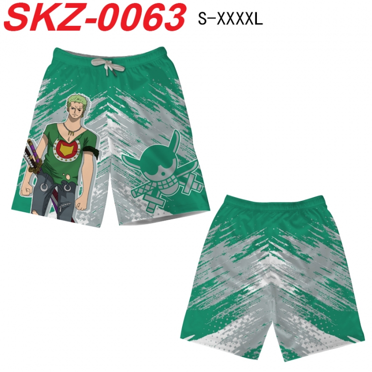One Piece Anime full-color digital printed beach shorts from S to 4XL SKZ-0063