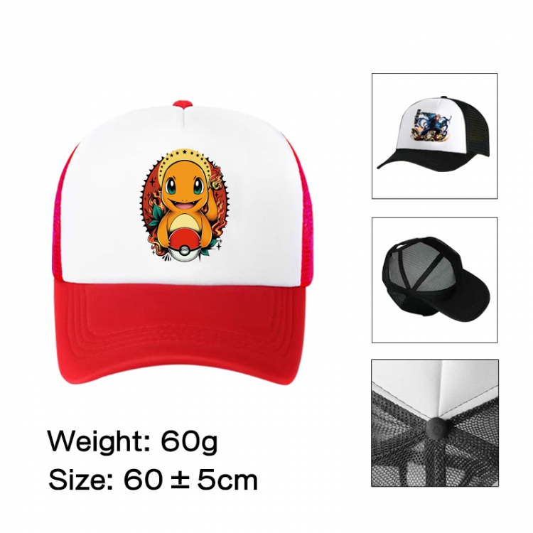 Pokemon Anime peripheral color printed mesh cap baseball cap size 60 ± 5cm