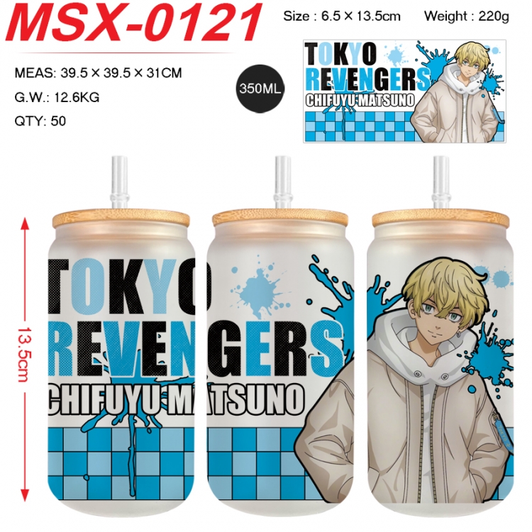 Tokyo Revengers Anime frosted glass cup with straw 350ML  MSX-0121