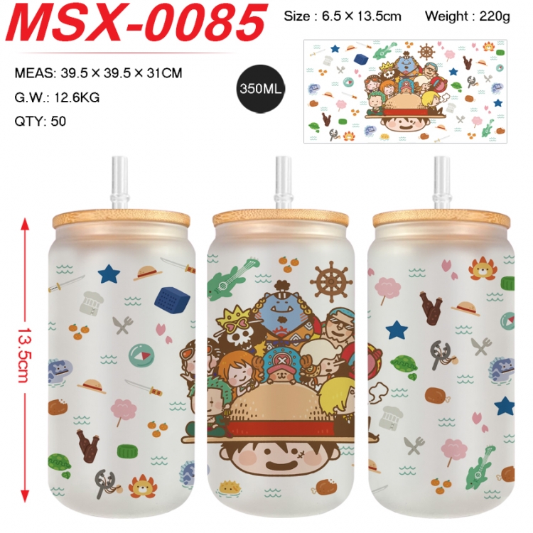 One Piece Anime frosted glass cup with straw 350ML  MSX-0085