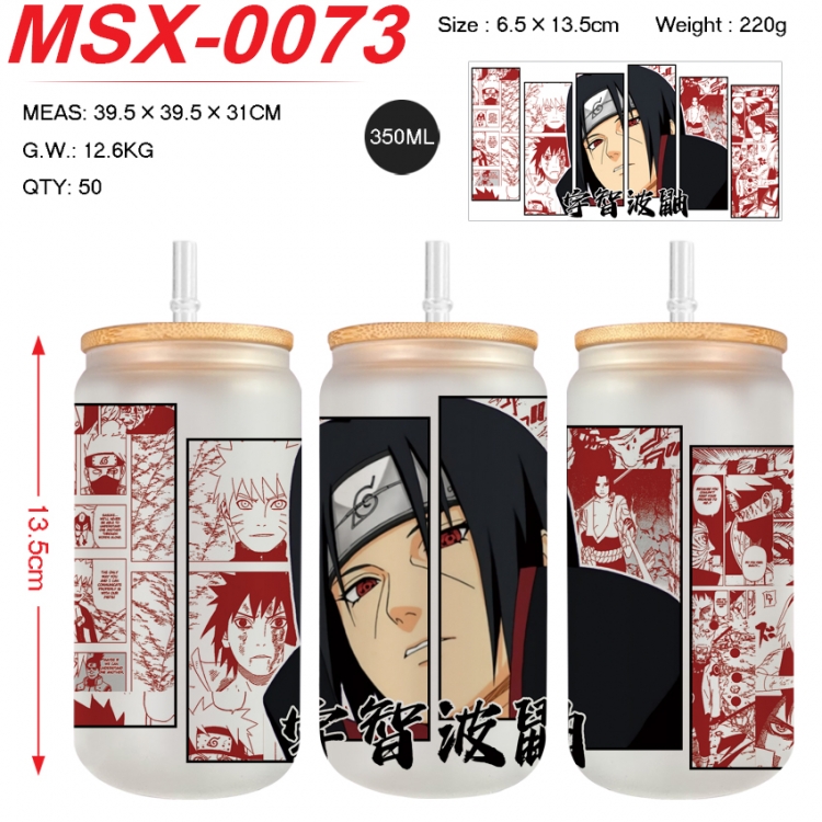Naruto Anime frosted glass cup with straw 350ML MSX-0073
