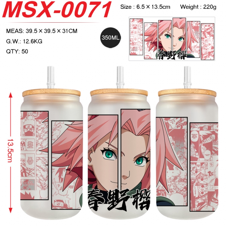 Naruto Anime frosted glass cup with straw 350ML MSX-0071