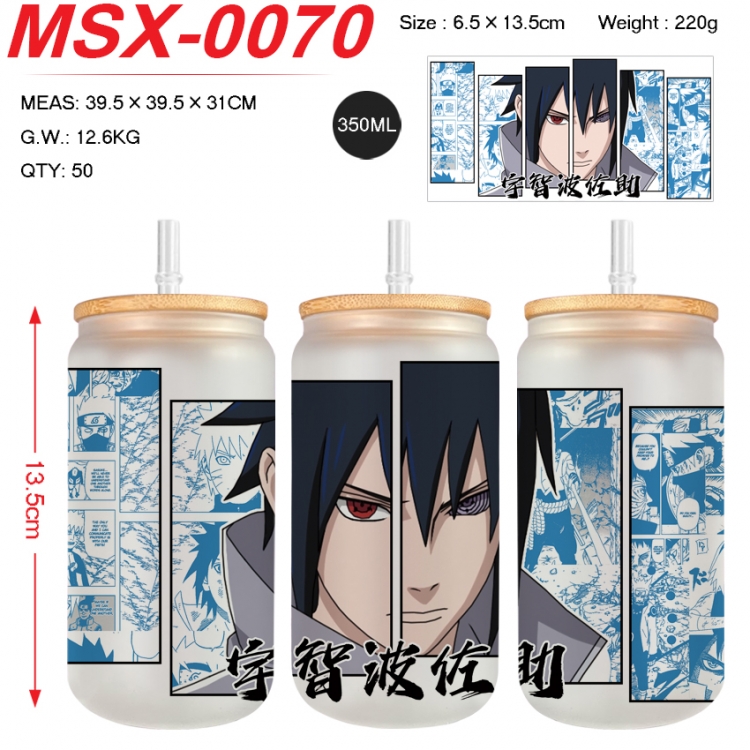 Naruto Anime frosted glass cup with straw 350ML MSX-0070