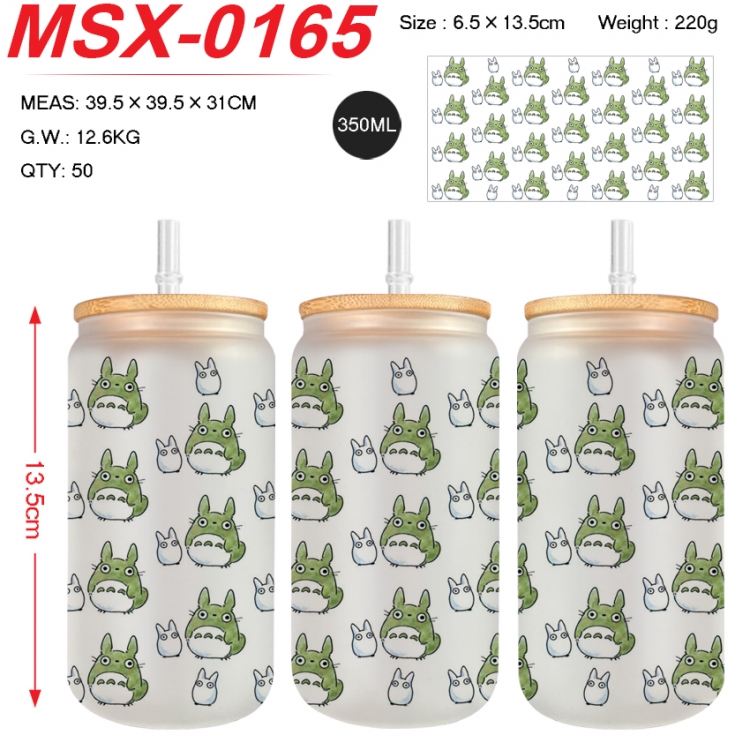 TOTORO Anime frosted glass cup with straw 350ML MSX-0165