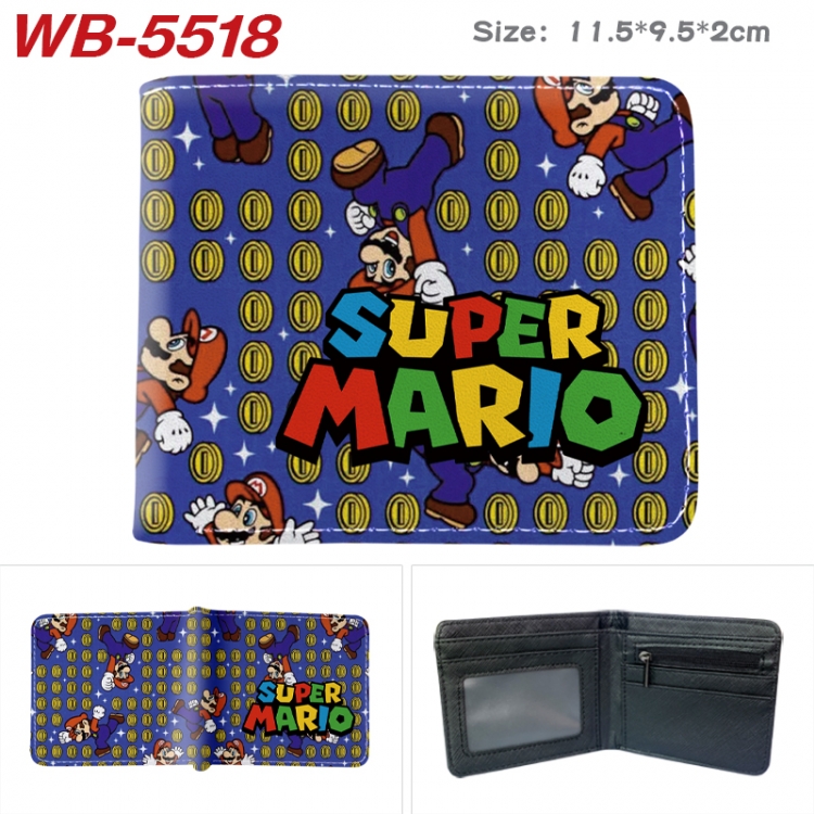 Super Mario Animation color PU leather half fold wallet 11.5X9X2CM WB-5518A