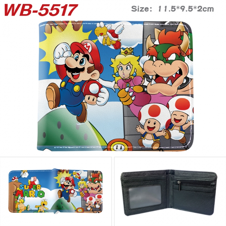 Super Mario Animation color PU leather half fold wallet 11.5X9X2CM WB-5517A