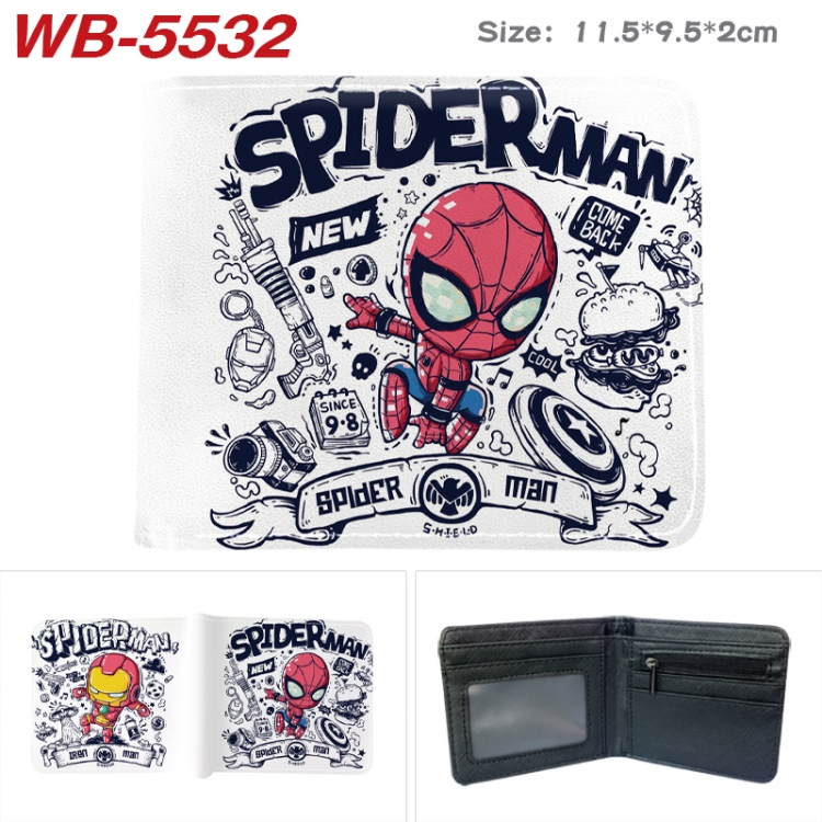 Super heroes Animation color PU leather half fold wallet 11.5X9X2CM WB-5532A