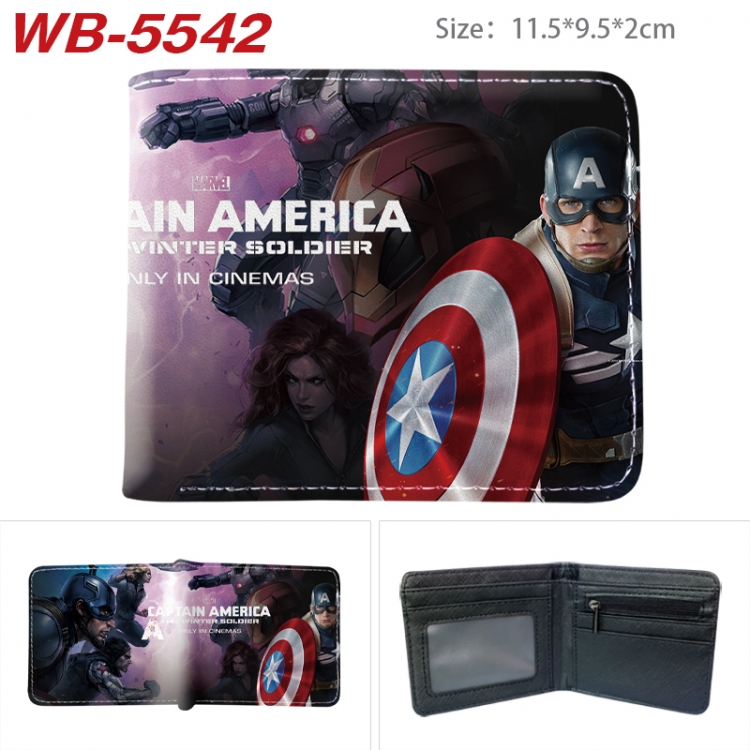 Super heroes Animation color PU leather half fold wallet 11.5X9X2CM WB-5542A