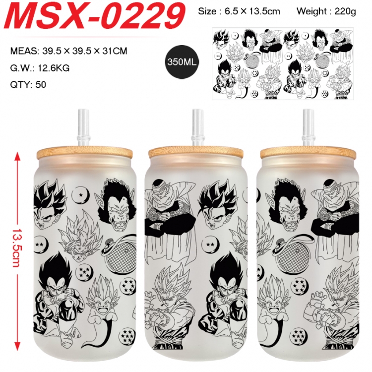 DRAGON BALL Anime frosted glass cup with straw 350ML MSX-0229