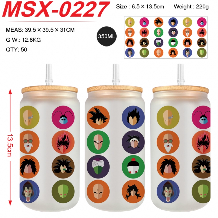 DRAGON BALL Anime frosted glass cup with straw 350ML MSX-0227