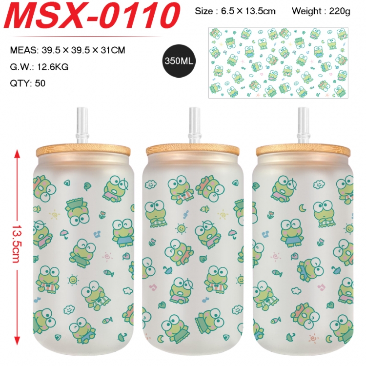 sanrio Anime frosted glass cup with straw 350ML MSX-0110