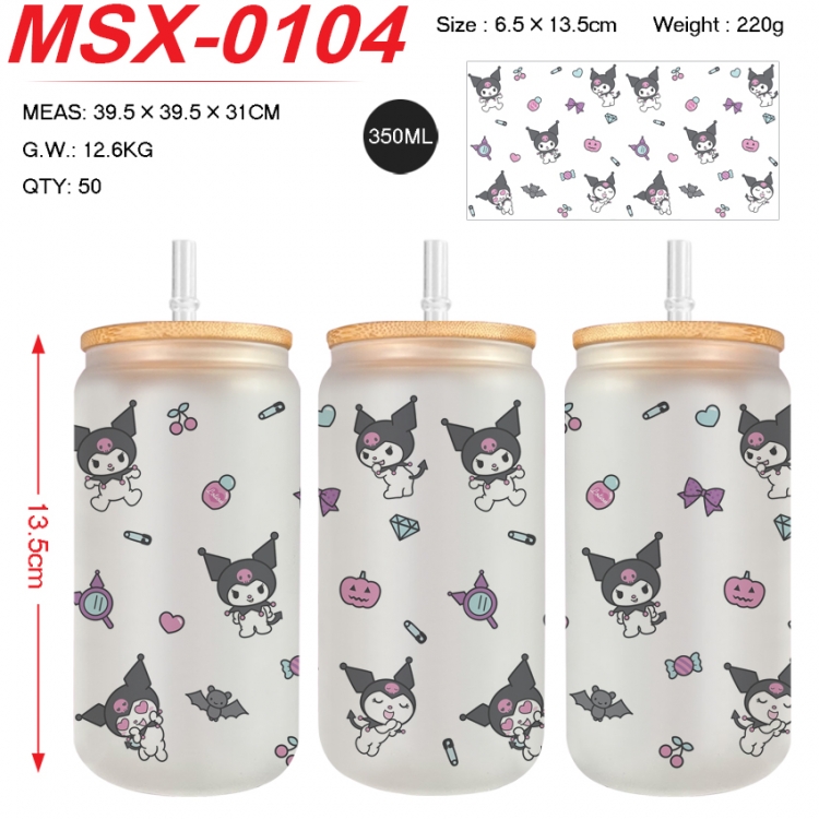 sanrio Anime frosted glass cup with straw 350ML MSX-0104
