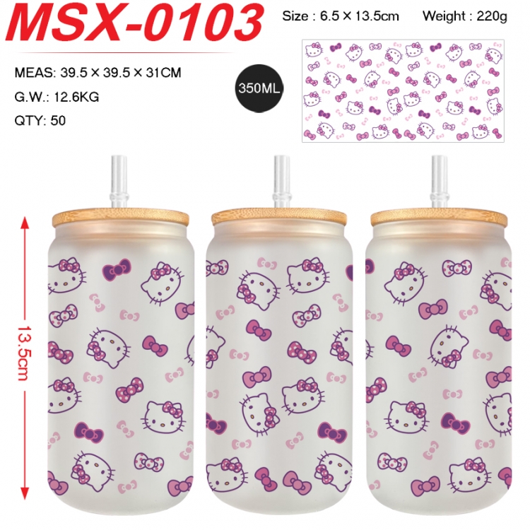sanrio Anime frosted glass cup with straw 350ML MSX-0103