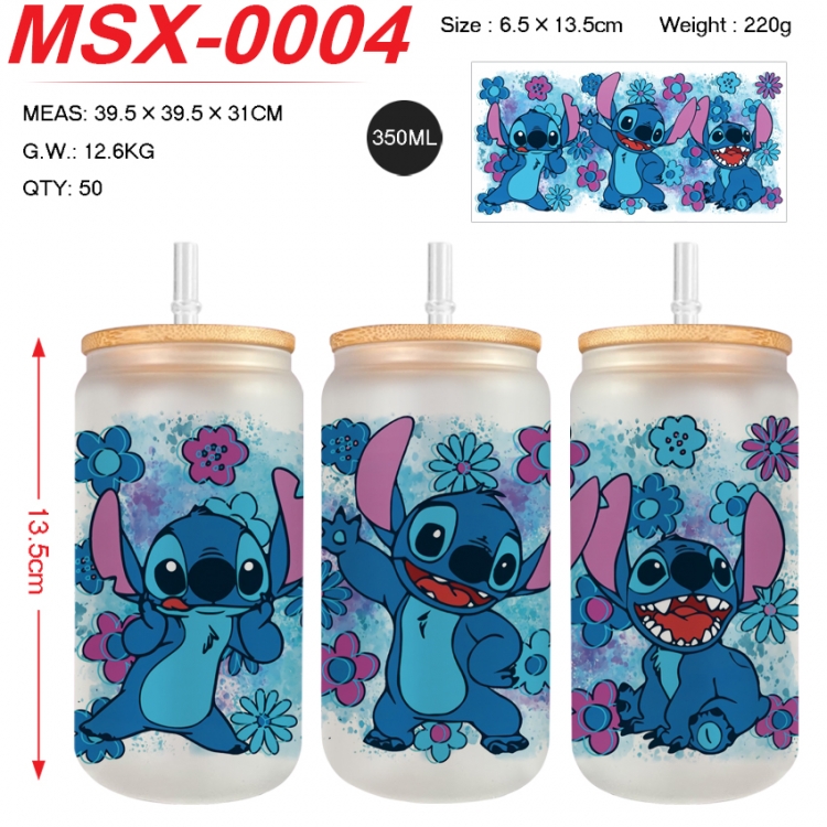 Lilo & Stitch Anime frosted glass cup with straw 350ML