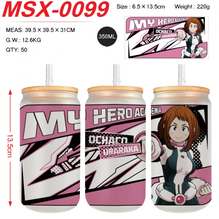 My Hero Academia Anime frosted glass cup with straw 350ML MSX-0099