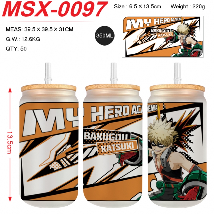 My Hero Academia Anime frosted glass cup with straw 350ML MSX-0097