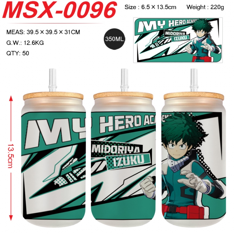 My Hero Academia Anime frosted glass cup with straw 350ML  MSX-0096