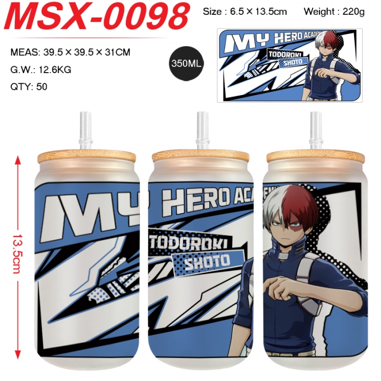 My Hero Academia Anime frosted glass cup with straw 350ML MSX-0098