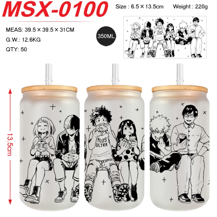 My Hero Academia Anime frosted glass cup with straw 350ML MSX-0100