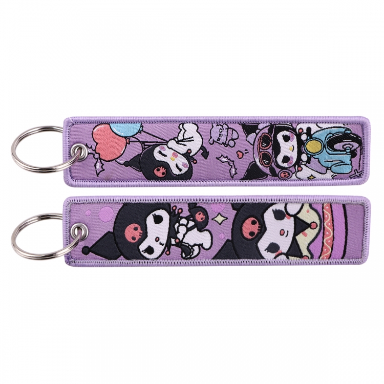Sanrio series Double sided color woven label keychain with thickened hanging rope 13x3cm 10G price for 5 pcs