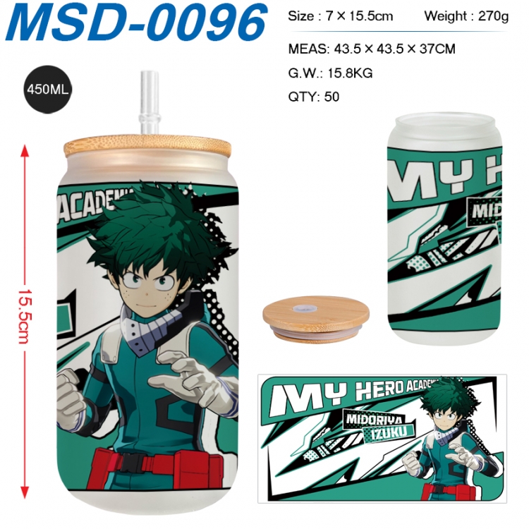 My Hero Academia Anime frosted glass cup with straw 450ML