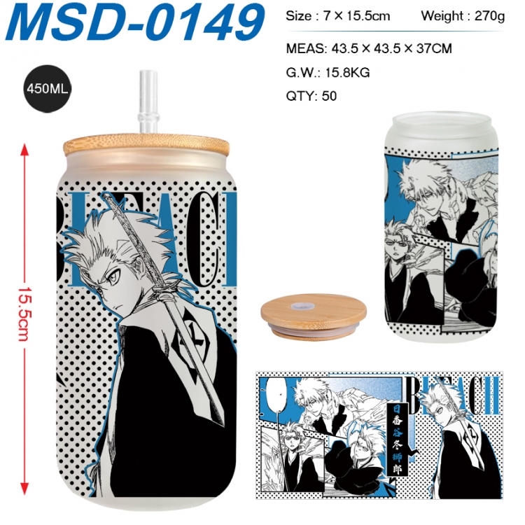 Bleach Anime frosted glass cup with straw 450ML MSD-0149
