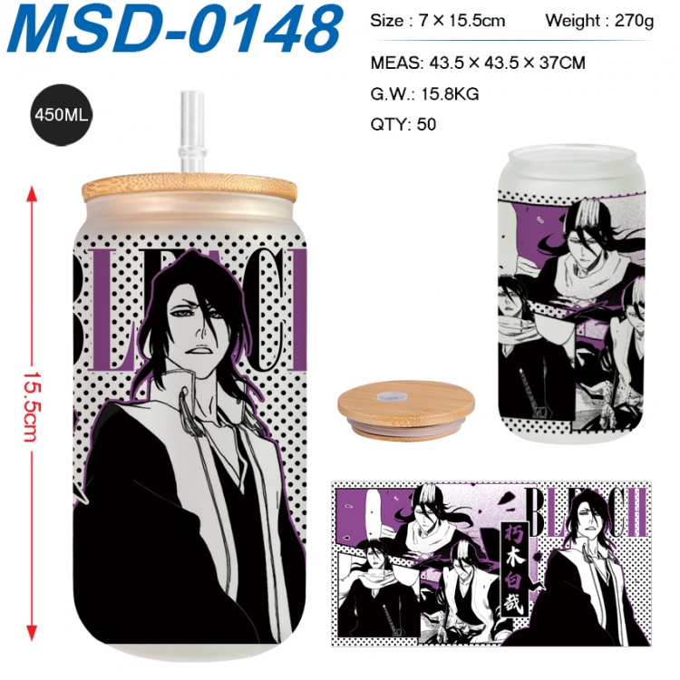 Bleach Anime frosted glass cup with straw 450ML MSD-0148