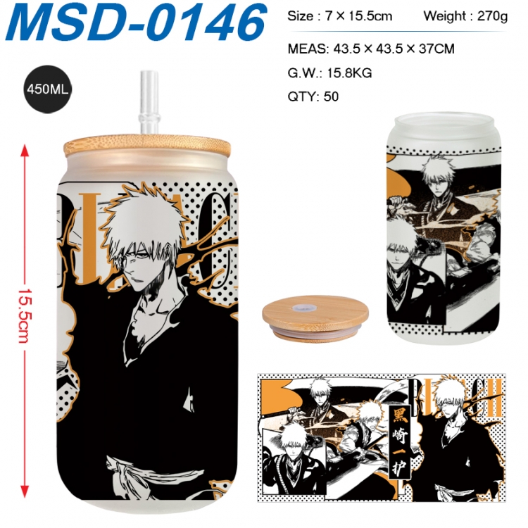 Bleach Anime frosted glass cup with straw 450ML  MSD-0146