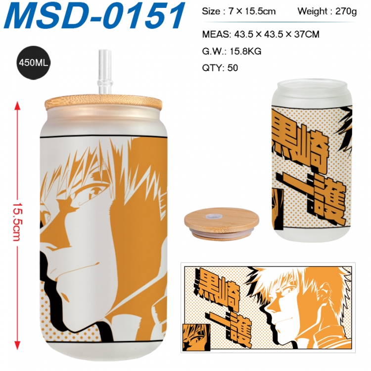 Bleach Anime frosted glass cup with straw 450ML MSD-0151