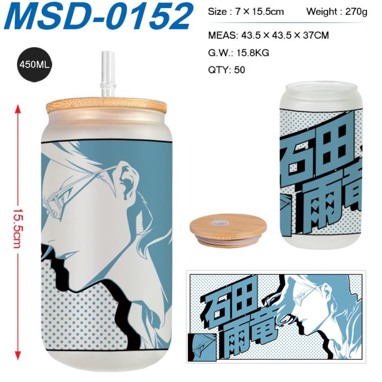 Bleach Anime frosted glass cup with straw 450ML MSD-0152