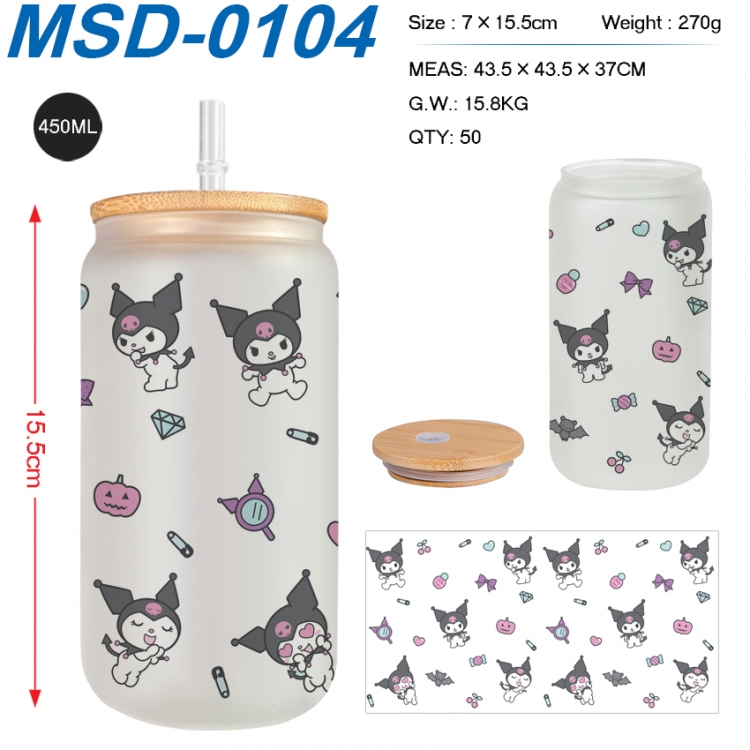 sanrio Anime frosted glass cup with straw 450ML MSD-0104