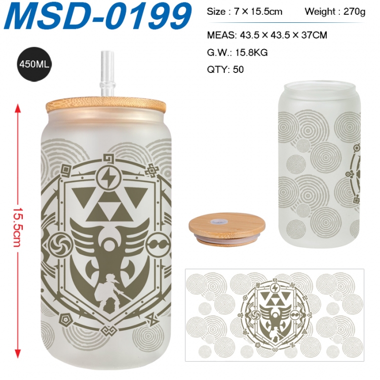 The Legend of Zelda Anime frosted glass cup with straw 450ML MSD-0199