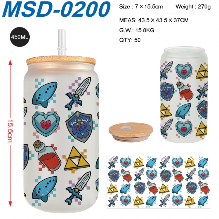The Legend of Zelda Anime frosted glass cup with straw 450ML MSD-0200