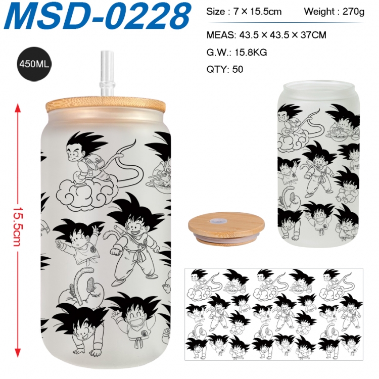 DRAGON BALL Anime frosted glass cup with straw 450ML MSD-0228