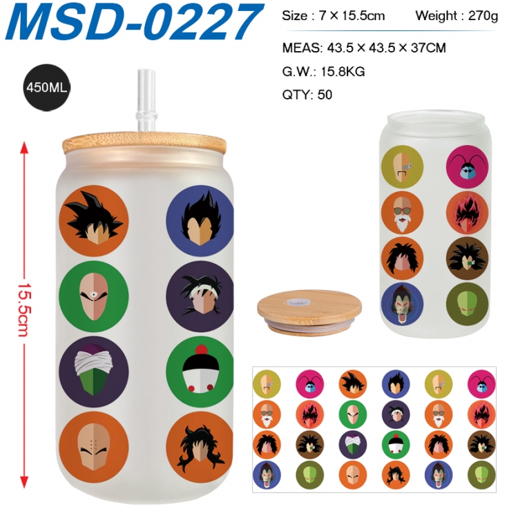 DRAGON BALL Anime frosted glass cup with straw 450ML MSD-0227
