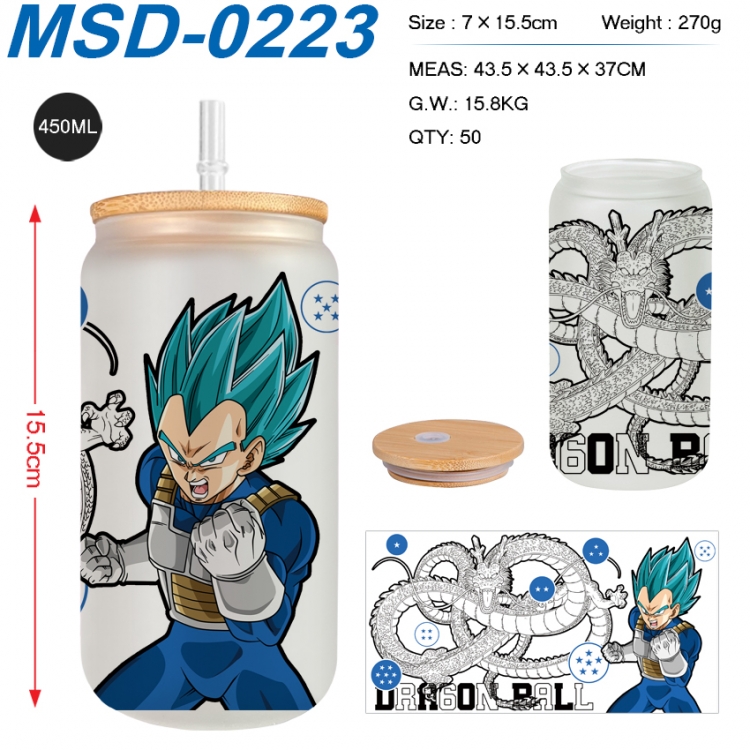 DRAGON BALL Anime frosted glass cup with straw 450ML MSD-0223