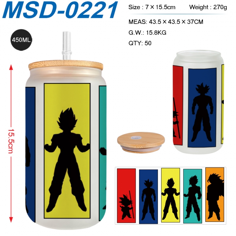 DRAGON BALL Anime frosted glass cup with straw 450ML MSD-0221